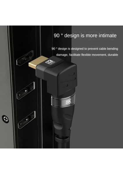 8k HDMI Uyumlu 90 Derece Sağ Açılı Adaptör Erkek - Dişi (Yurt Dışından)