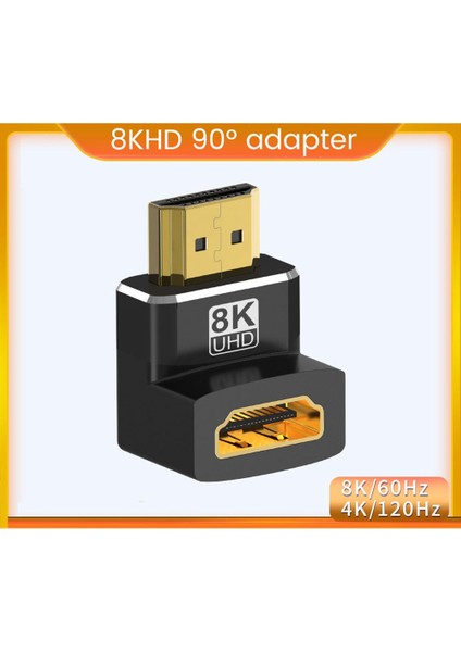 8k HDMI Uyumlu 90 Derece Sağ Açılı Adaptör Erkek - Dişi (Yurt Dışından)