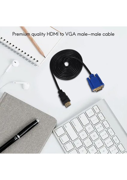 Hdtv HDMI Altın Erkek - VGA Erkek 15PIN Adaptör Kablosu 6ft 1.8m 1080P (Yurt Dışından)