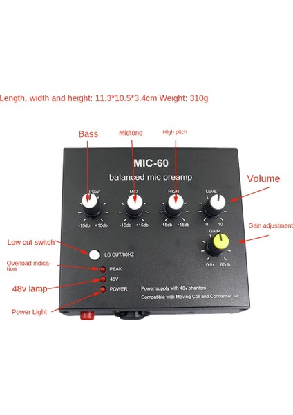 Mikrofon Kondansatörü Mikrofon Amplifikatörü Müzik Ses Amplifikatörü (Yurt Dışından)