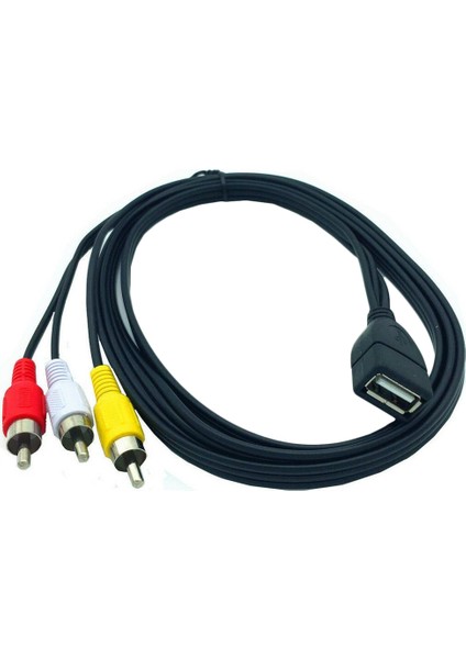 1.5m USB A Dişi - 3 Rca Fono Av Kablosu Aux Ses Video Adaptörü (Yurt Dışından) fiyatları