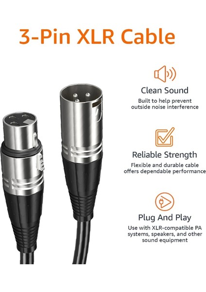 Pin Xlr Erkek - Dişi Mikrofon Kablosu Xlr Ses Kablosu 1.5 Metre (Yurt Dışından) fırsatları