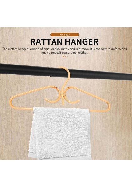 Rattan Elbise Askısı Doğal Rattan El Dokuması 3 Kancalı Askı 40X20CM (Yurt Dışından)