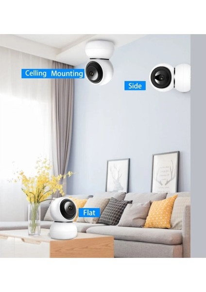 Ip Wifi 360° 1080P Güvenlik Kamerası Gece Görüşlü LED Işıklı Alarmlı Kamerası Panda Kılıflı