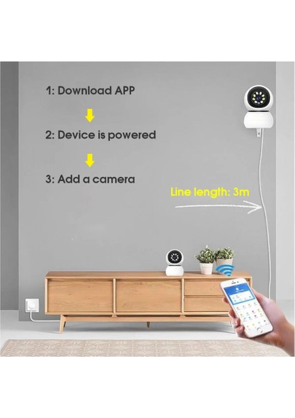 Ip Wifi 360° 1080P Güvenlik Kamerası Gece Görüşlü LED Işıklı Alarmlı Kamerası Panda Kılıflı