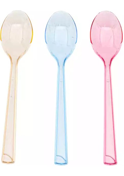 Plastik Renkli Dondurma Kaşığı 50 Adet