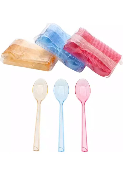 Plastik Renkli Dondurma Kaşığı 50 Adet