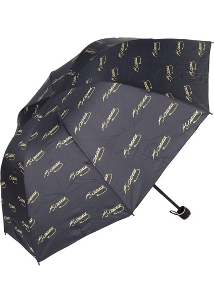 Siyah Atatürk Imza Desenli Uni Şemsiye M21MAR106R001