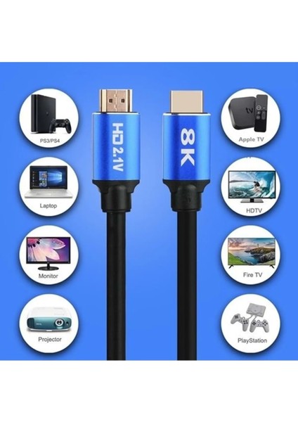 2.1 Kablo 8K 60Hz 4K 240Hz 165Hz 144Hz 120Hz 48Gbit/s Yüksek Hızlı, HDMI Kablo 2.1 Ultra HD eARC HDR 10+ HDCP 2.3 Dolby Vision VRR TV/PS5/PS4/ Xbox Series X/Monitör ile uyumlu (3M) modelleri