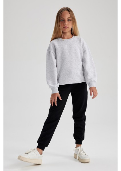 Kız Çocuk Siyah Jogger Standart Fit Okul Eşofman Altı Y1226A623AU