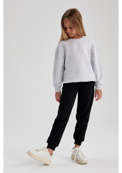 Kız Çocuk Siyah Jogger Standart Fit Okul Eşofman Altı Y1226A623AU