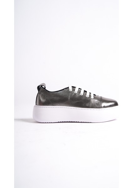 MB6303-BC Kadın Kalın Taban Beyaz Çelik Hakiki Deri Sneaker & Spor Ayakkabı
