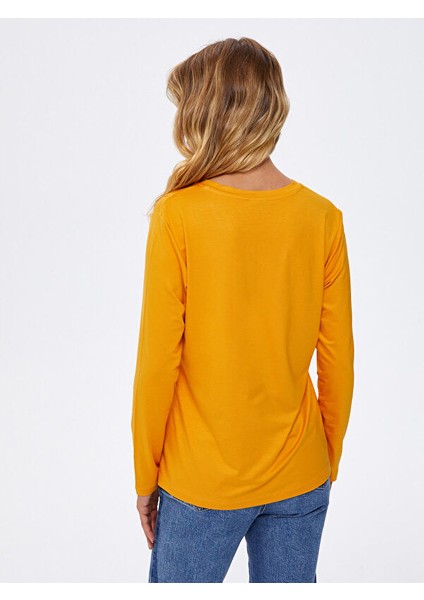 V Yaka Uzun Kol T-Shirt 67022