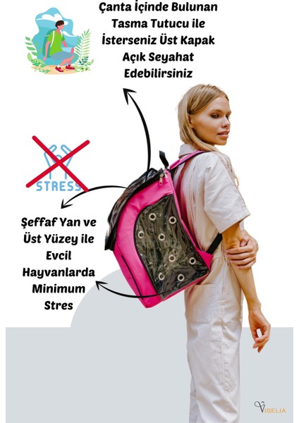 Kedi Taşıma Çantası Evcil Hayvan Seyahat Kedi Sırt Çantası 16 Kapsüllü Kırmızı modelleri