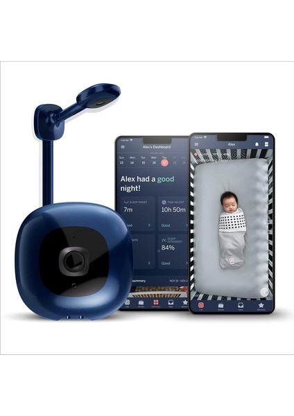 Pro Akıllı Bebek Monitörü ve Duvar Montajı - 1080P - Mavi