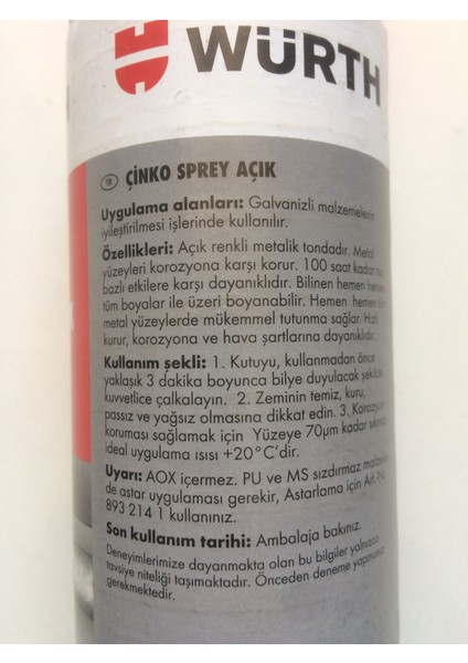 Çinko Renk Sprey Boya Çinko Açık Renkli 400 ml Germany