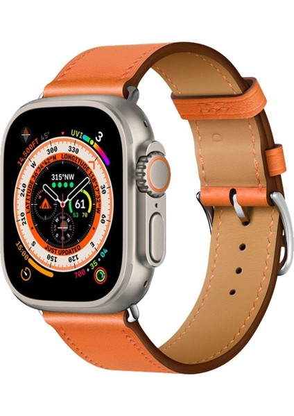 Watch 8 Amax Ultra Uyumlu 49MM Akıllı Saat Vidalı Çift Kordon Kilitli Deri Kordon