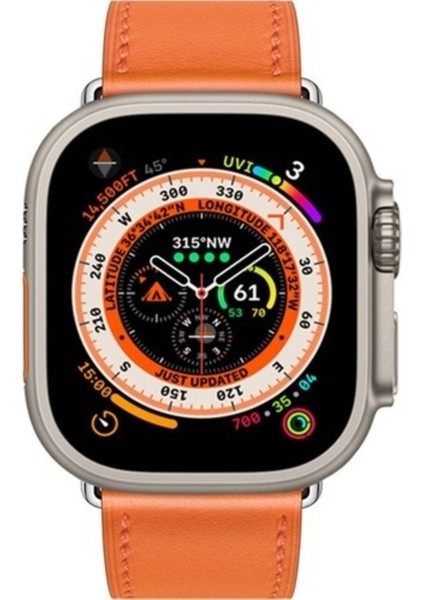 Watch 8 Amax Ultra Uyumlu 49MM Akıllı Saat Vidalı Çift Kordon Kilitli Deri Kordon indirimleri