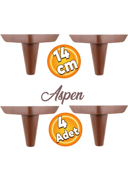 Aspen Lüks Mobilya Kanepe Koltuk Tv Ünitesi Baza Ayağı Ayakları 14 Cm Ahşap Desenli Ayak 4 (Adet)