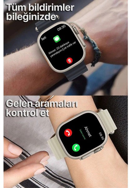 H11+ Ultra Watch 8 Pusula Nfc Siri Vidalı Kordon Bluetooth Arama Özellikli Akıllı Saat H11 Series