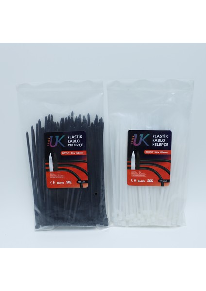 Plastik Kablo Bağı Plastik Kelepçe Cırt Klips 3.6X150-200-250-300-400 mm 1000 Adet 10 Paket