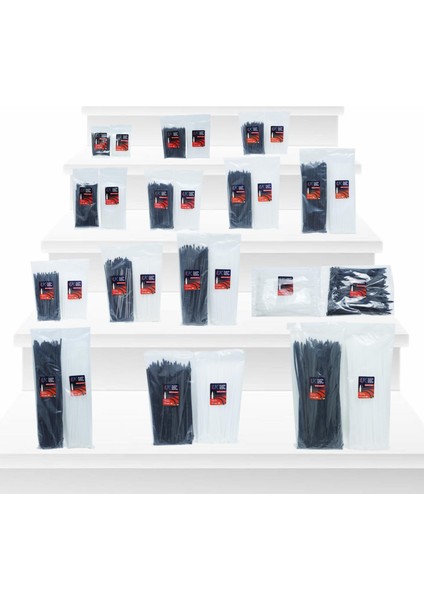 Plastik Kablo Bağı Plastik Kelepçe Cırt Klips 3.6X150-200-250-300-400 mm 1000 Adet 10 Paket