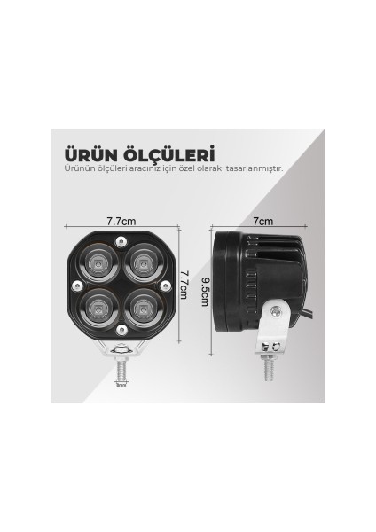 40W Baja Style 8 cm Amber-Beyaz Ultra Parlak LED Projektor Off Road LED Lamba 2li modelleri