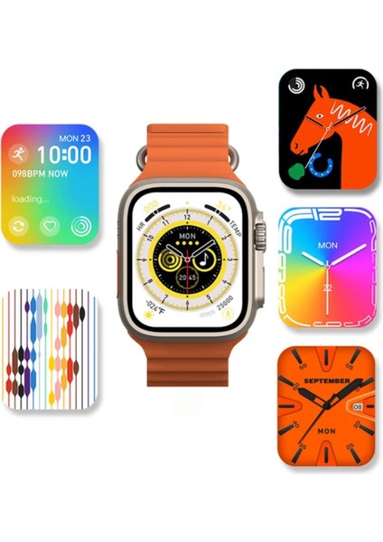 H11+ Ultra Watch 8 Pusula Nfc Siri Vidalı Kordon Bluetooth Arama Özellikli Akıllı Saat H11 Series