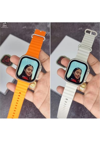 H11+ Ultra Watch 8 Pusula Nfc Siri Vidalı Kordon Bluetooth Arama Özellikli Akıllı Saat H11 Series