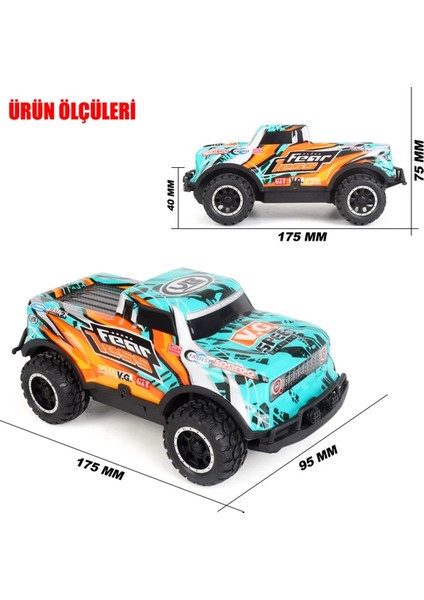 Full Fonksiyon LED Işıklı Gövde 1:24 Off Road Şarjlı Uzaktan Kumandalı Yarış Arabası Turkuaz