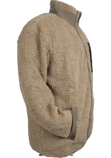 Erkek Büyük Beden Dik Yakalı Pelüş Sweat Bej indirimleri