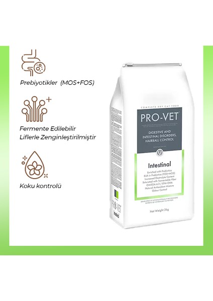 Pro-Vet® Intestinal Veteriner Diyet Sindirim Sistemi Destekleyici Gastrointestinal Kedi Maması 3 kg