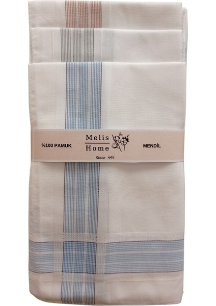 Erkek Mendil, 12 Adet 42x42 Cm. Çizgili, %100 Pamuk Erkek Mendili