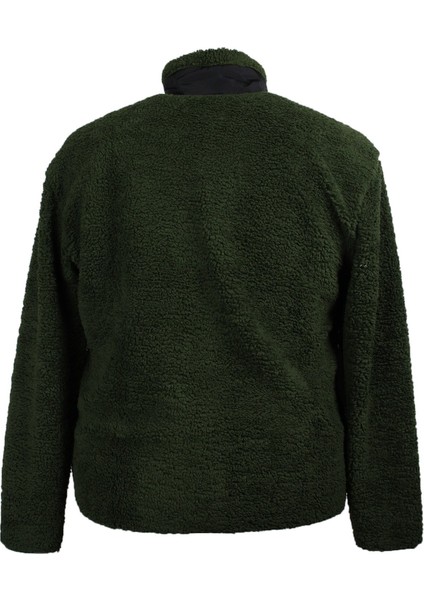 Erkek Büyük Beden Dik Yakalı Peluş Sweat Haki Yeşil fırsatları