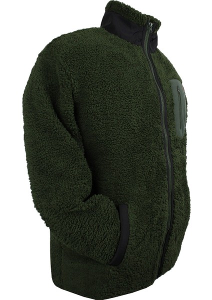 Erkek Büyük Beden Dik Yakalı Peluş Sweat Haki Yeşil indirimleri