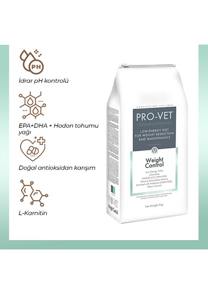 Pro-Vet® Weight Control Obesity Kedi Veteriner Kuru Mama 3 kg