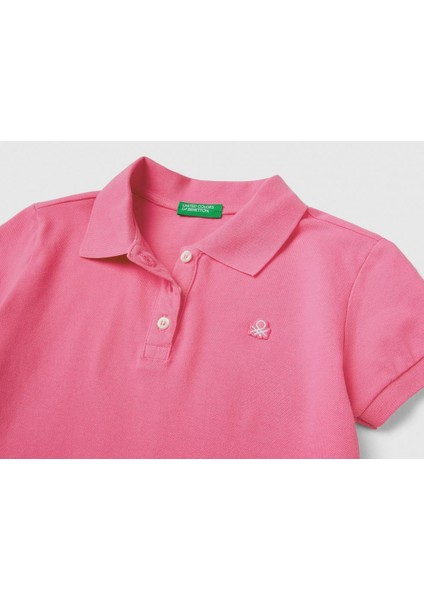 United Colors of Benetton 3WG9C300O Polo Yaka Kız Çocuk T-shirt