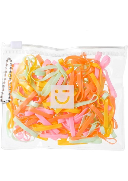 Şeffaf Taşıma Çantalı Minik Saç Lastiği - Renkli (180 Adet)