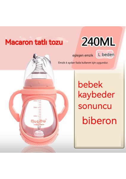 Anne ve Çocuk Malzemeleri Geniş Kalibreli Cam Biberon Silikon Kol Patlamaya Dayanıklı Sap Yenidoğan Bebek Içme Suyu Şişesi 240 ml (Yurt Dışından)