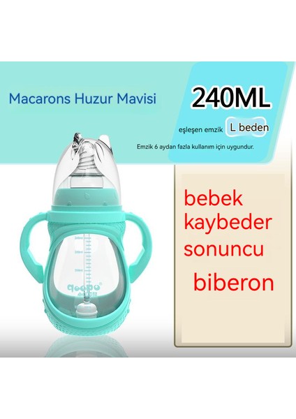 Anne ve Çocuk Malzemeleri Geniş Kalibreli Cam Biberon Silikon Kol Patlamaya Dayanıklı Sap Yenidoğan Bebek Içme Suyu Şişesi 240 ml (Yurt Dışından)