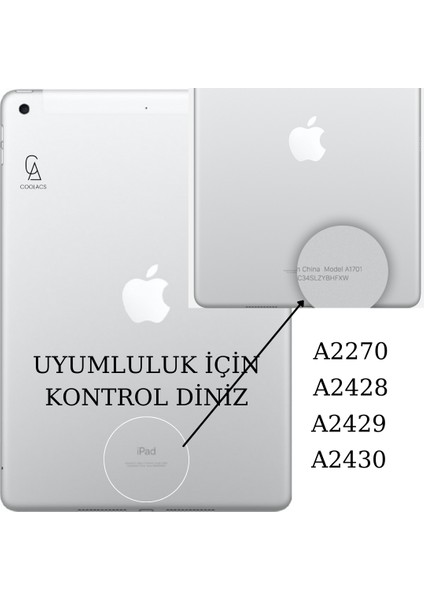 Apple iPad 8.nesil 2020 10.2 Inç (A2270-A2428-A2429-A2430) ile Uyumlu 360° Dönebilen Standlı Tablet Kılıfı