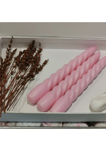 Iv Candles Homedecor Pudra Pembe 3'lü Burgulu Mum modelleri