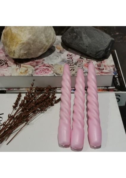 Iv Candles Homedecor Pudra Pembe 3'lü Burgulu Mum fırsatları