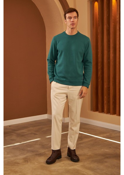 Erkek Comfort Fit Basic Düz Sweatshirt Petrol MARS26 fiyatları