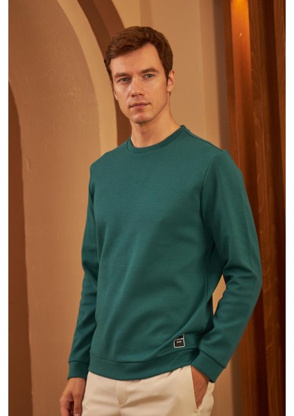 Erkek Comfort Fit Basic Düz Sweatshirt Petrol MARS26 indirimleri