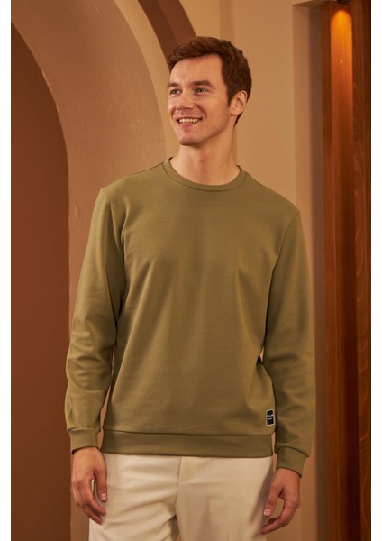 Erkek Comfort Fit Basic Düz Sweatshirt Haki MARS26 fiyatları