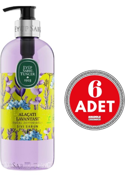 Alaçatı Lavantası Doğal Zeytinyağlı Sıvı Sabun 500 ml x 6 Adet