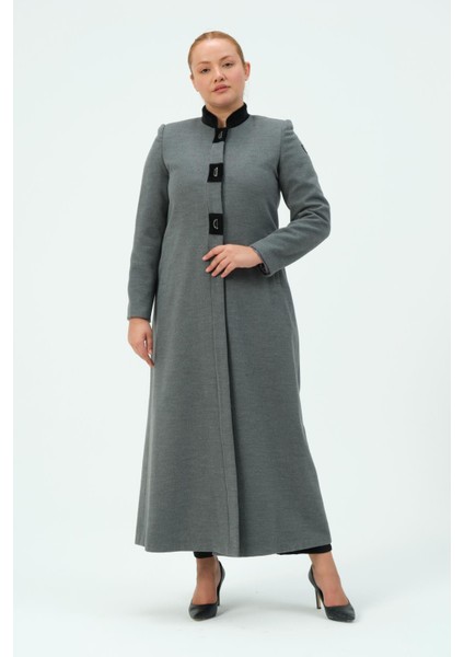 Şermin Büyük Beden Kadın Tesettür Düğmeli Kaşmir Manto fiyatları