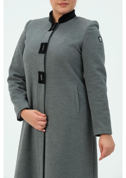 Şermin Büyük Beden Kadın Tesettür Düğmeli Kaşmir Manto indirimleri