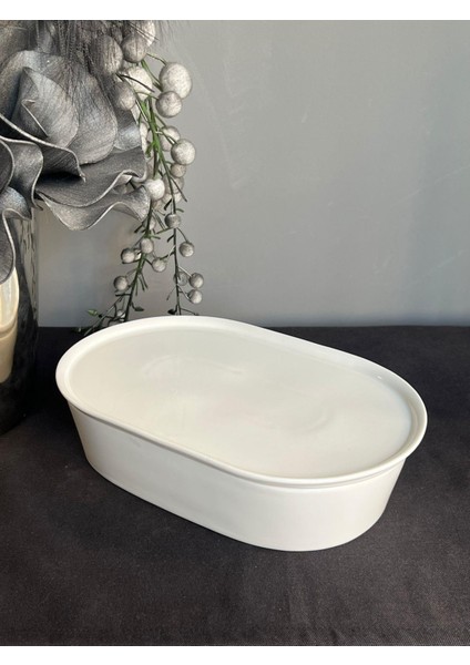 Pera Porselen Oval Fırın&saklama Kabı